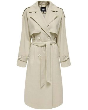ONLY Jassen ,Wit ,Polyester Witte Trenchcoat Met Dubbele Rij Knopen - Naturel