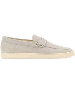 Brunello Cucinelli Schoenen ,Grijs ,Suède Suede Penny Loafer Sneakers - Naturel