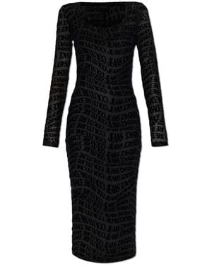 Versace Jeans Couture Monogrammkleid Mit Samtfinish - Schwarz