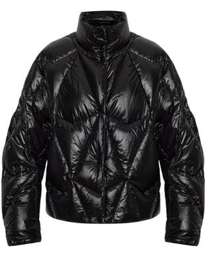 Moose Knuckles Jassen ,Zwart ,Nylon Donsjack Met Patch