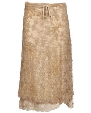 Ermanno Scervino Rokken ,Polyester Midi Kanten Rok - Naturel