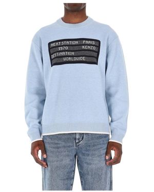 KENZO Round-Neck Knitwear - Blue