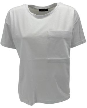 Aragona Tops ,Wit ,Katoen T-Shirt Met Zak - Grijs