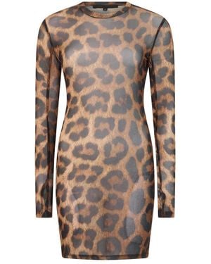 Philipp Plein Kleedjes ,Bruin ,Korte Jurk Luipaard