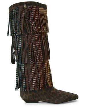 Kurt Geiger Western Fringe Pull On Boot - Schwarz