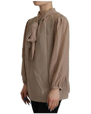 Dolce & Gabbana Overhemden ,Bruin ,Strikkraag Blouse
