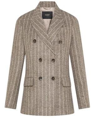 Seventy Zweireihiger Flanell-Blazer Aus Wollmischung - Grau