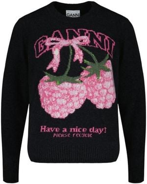 Ganni Round-Neck Knitwear - Noir