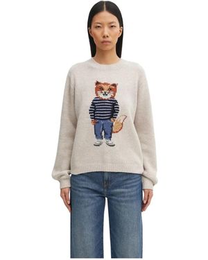 Maison Kitsuné Round-Neck Knitwear - Blu