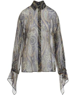 Etro Vloeiende Zijde Blouse - Grijs