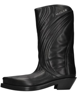 Mugler Embossed Santiag Boot - Zwart
