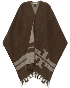 Tory Burch Logo Poncho - Braun