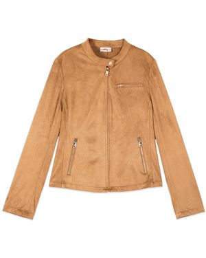 Oltre Jassen ,Polyester Jas Met Rits En Mandarijnkraag - Naturel