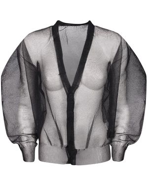 Issey Miyake Truien & Vesten ,Zwart ,Nylon Transparent Nylon Cardigan - Grijs