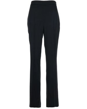 Twinset Rechte Broek Met Logo Plaque Aan De Achterkant - Zwart