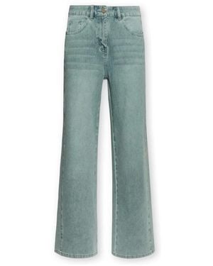 Elena Miro Wassen Wijde Jeans - Blauw