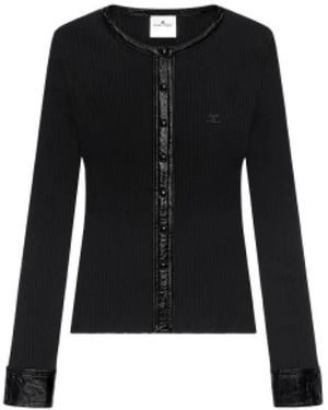 Courreges Truien & Vesten ,Zwart ,Pull Maille Vinyle Boutonné