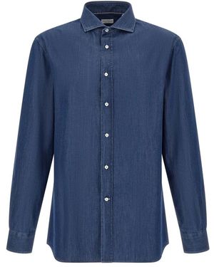 Brunello Cucinelli Lichtgewicht Denim Overhemd - Blauw