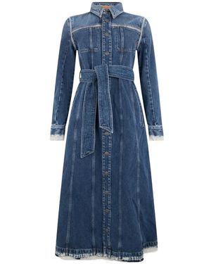 DIESEL Kleedjes ,Blauw ,Katoen Lange Spijkerjurk Met Riem