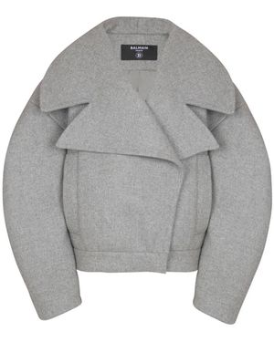 Balmain Double-Breasted Coats - Grijs