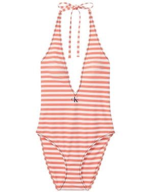Calvin Klein Badmode ,Oranje ,Nylon Plunge One Piece - Roze