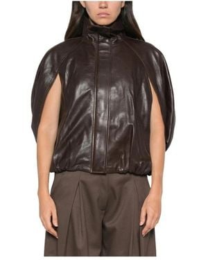 Jonathan Simkhai High Neck Leather Jacket - Bruin
