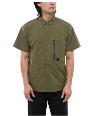 Woolrich Militärgrünes Kurzarmhemd Mit Reißverschlusstasche