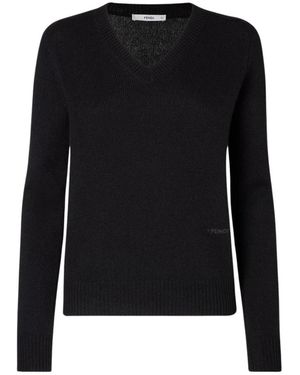 Fendi V-Neck Knitwear - Black