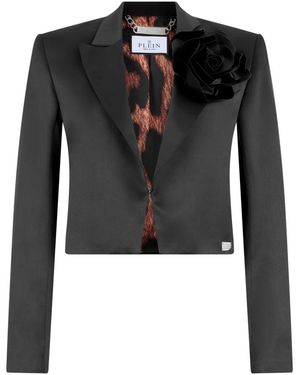 Philipp Plein Satin Bolero Flower - Zwart