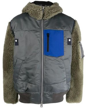 Sacai Jassen ,Groen ,Katoen Faux Fur & Shearling Jassen