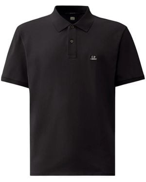 C.P. Company Blau Piqué Stretch Polo Mit Kurzen Ärmeln - Schwarz