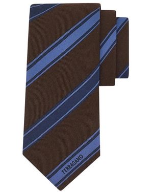 Ferragamo Accessoires ,Veelkleurig ,Cravatta Jacquard Regimental - Blauw