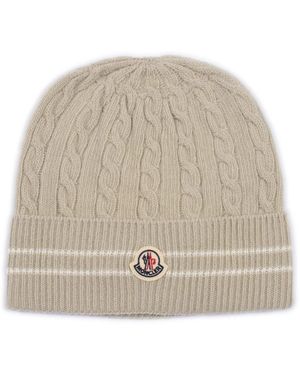 Moncler Wollmütze Mit Streifen - Natur