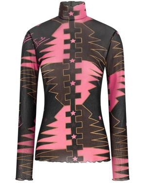 PUCCI Tops ,Veelkleurig ,Tule Valdimontone Tule Top Met Hoge Hals - Rood