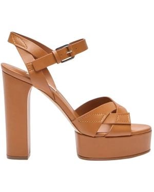 Casadei Betty Leren Plateau Sandalen - Bruin