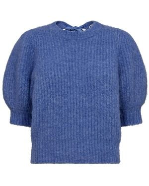 co'couture Schleifenrippstrickpullover Hellblau