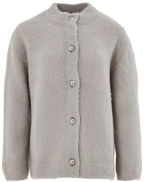 Gran Sasso Truien & Vesten ,Grijs ,Wol Vest Met Koreaanse Kraag
