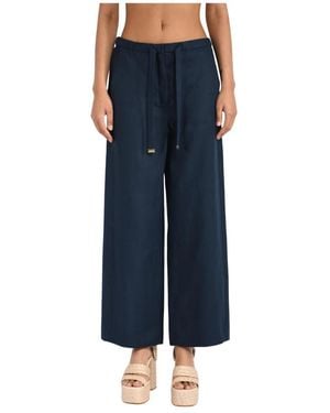 Max Mara Rechte Wijde Broek - Blauw