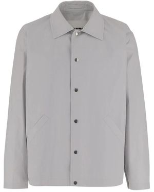 Jil Sander Logo Katoenen Jas Met Drukknopen - Grijs