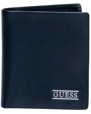 Guess Schmale lederbrieftasche mit münzfach - Blau