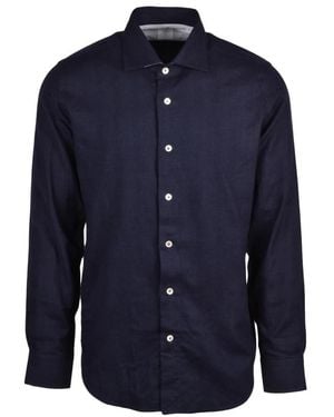 Eleventy Flanellen Hemd - Blauw