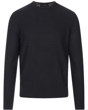 HUGO Blauer Seidenpullover Für Männer