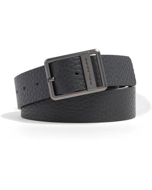 Piquadro Accessoires ,Zwart ,Katoen Leren Riem Met Doornsluiting