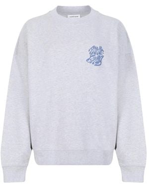 Anine Bing Hoodies & Sweatvesten ,Grijs ,Katoen Cotton Fleece Sweatshirt - Blauw