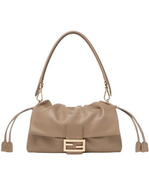 Fendi Medium Baguette Soft Tas - Naturel