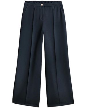 Summum Broeken ,Blauw ,Polyester Foam Wide-Leg Broeken