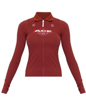 Lacoste Runway Eng Anliegendes Stretch-Poloshirt Mit Reißverschluss - Rot