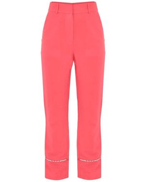 Kocca Pantaloni a gamba dritta con dettagli traforati - Rosso