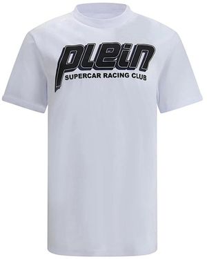 Philipp Plein Witte T-Shirt Klassieke Stijl - Blauw
