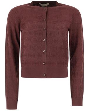 Tory Burch T Monogram Jacquard Cardigan - Rot